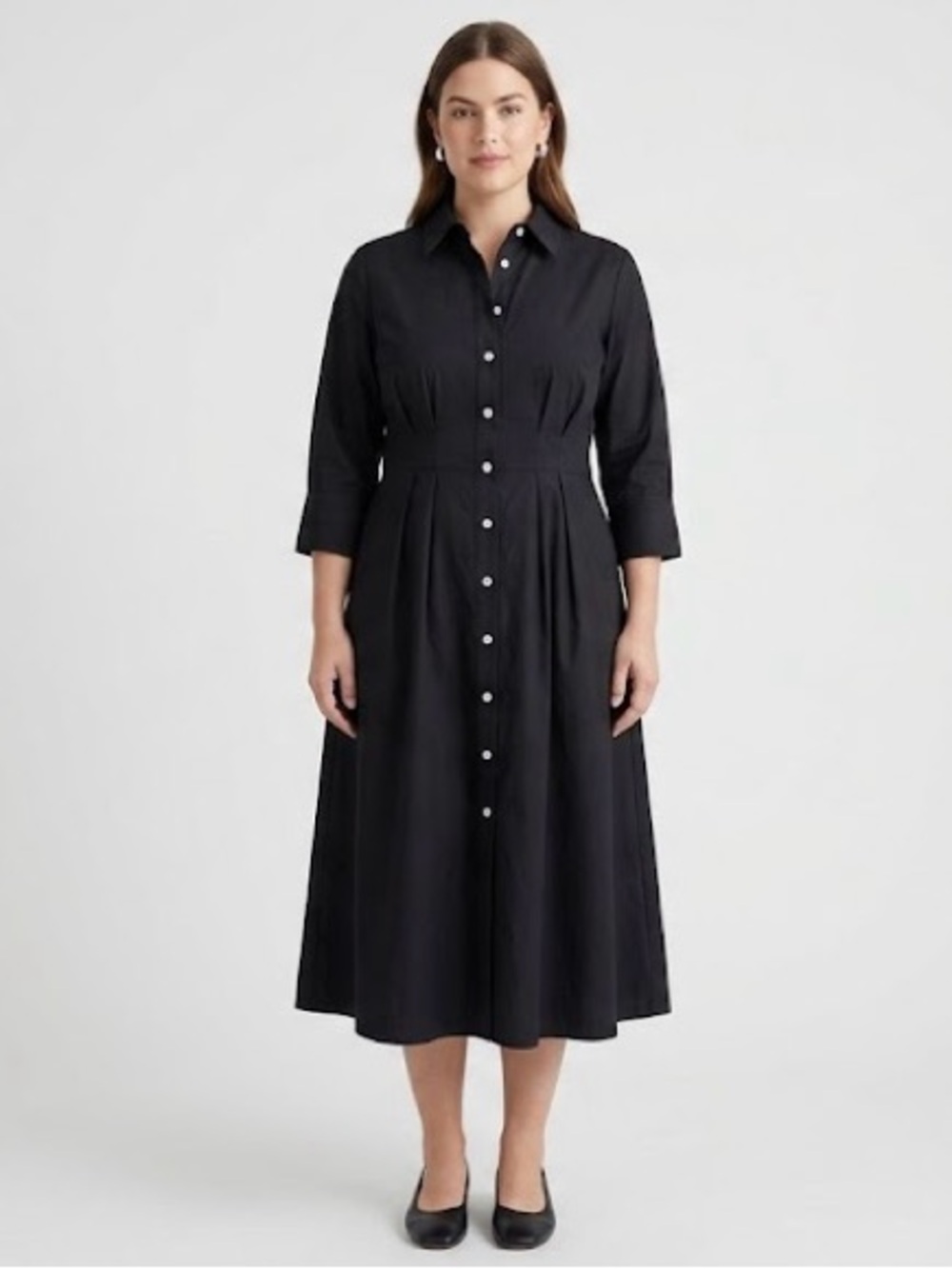 J.Crew Classic Black Button-Front Shirt Dress - Size 12